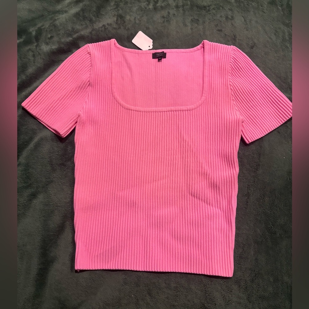 Debut Pink Ribbed Blouse